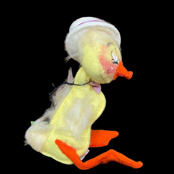 Annalee Mobilitee Duck Plush Vtg Yellow Duckling in Hat w/ Green TAG Easter Toy - Picture 5 of 16
